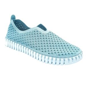 ILSE JACOBSEN Centro Tulip Perforated Slip Ons in Ash Blue